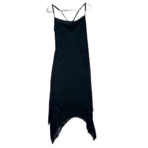 Jonathan Martin Vintage Whimsigoth Fairy Midi Dress Size Medium Black Stretch